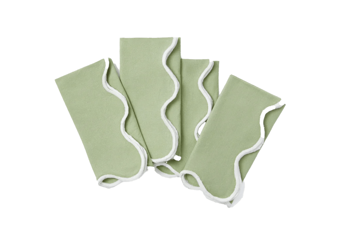 Tuckernuck Home Marigold and White Embroidered Scalloped Napkins Set of 4