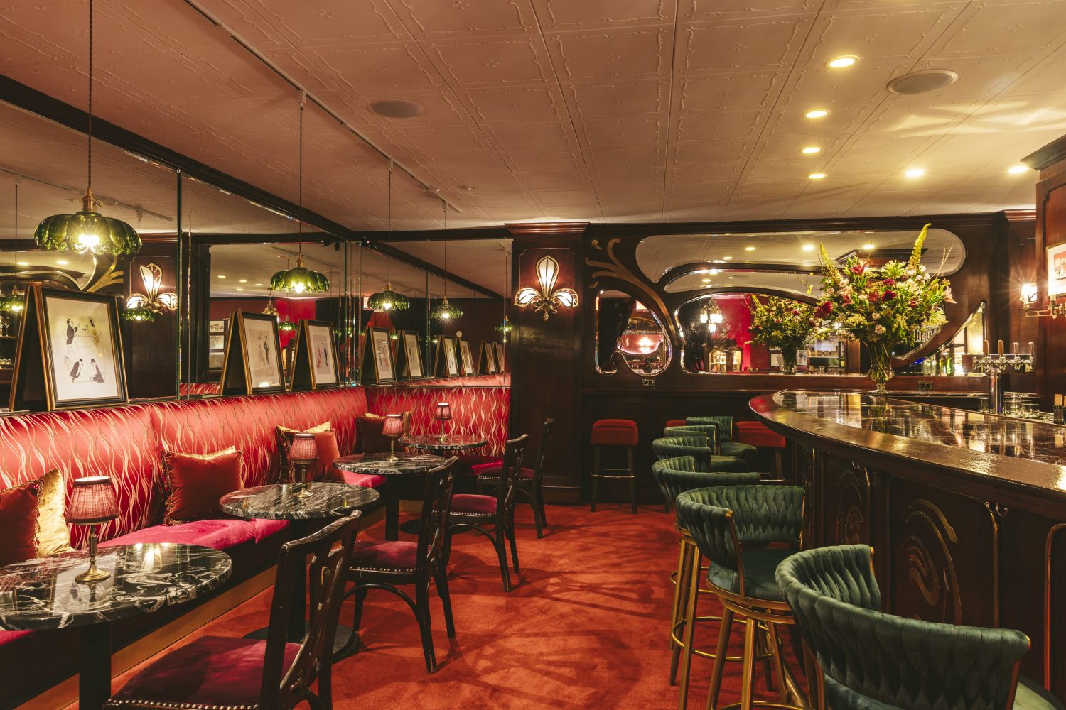Dining and bar area at Astor Club
