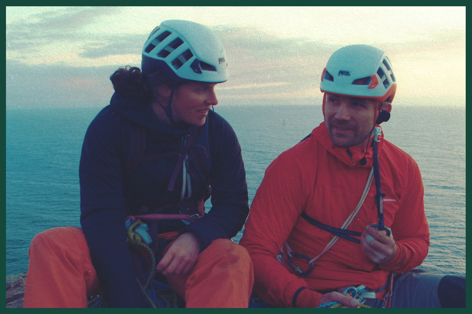 Dufton sits with his wife, Molly, atop the sea stack.
