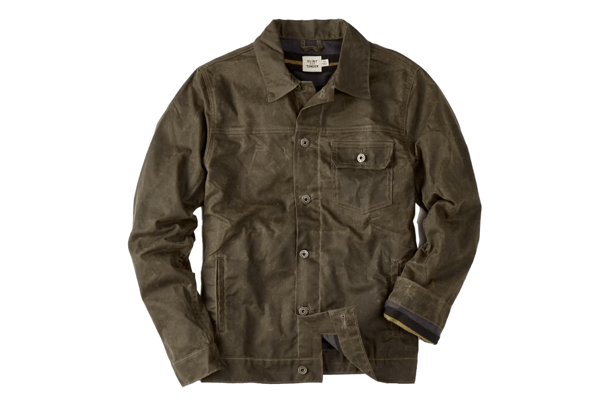 Flint and Tinder Flannel-Lined Waxed Trucker Jacket