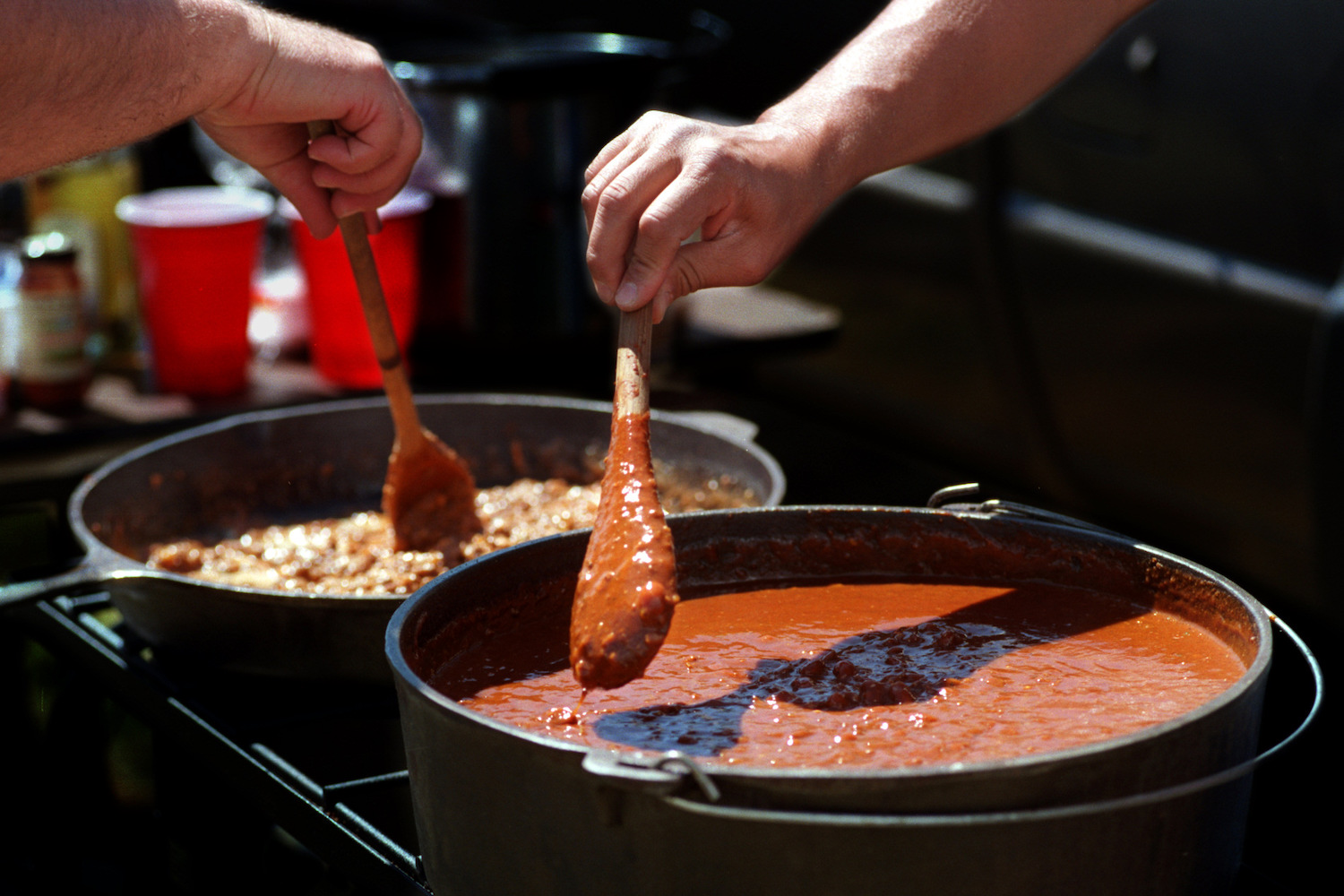Competitors at the Chili Cook Off held at Conejo Creek Park in Thousand Oaks, CA