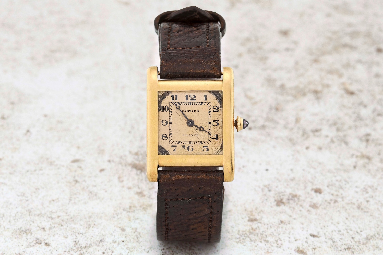 An early version of the Cartier Tank Normale, circa 1921, which sold at Bonhams in 2023