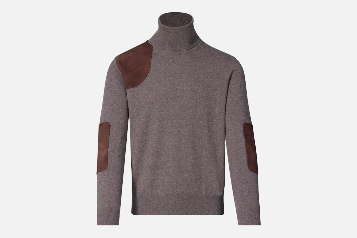 Paul Stuart Cashmere &amp; Suede Gun Patch Turtleneck