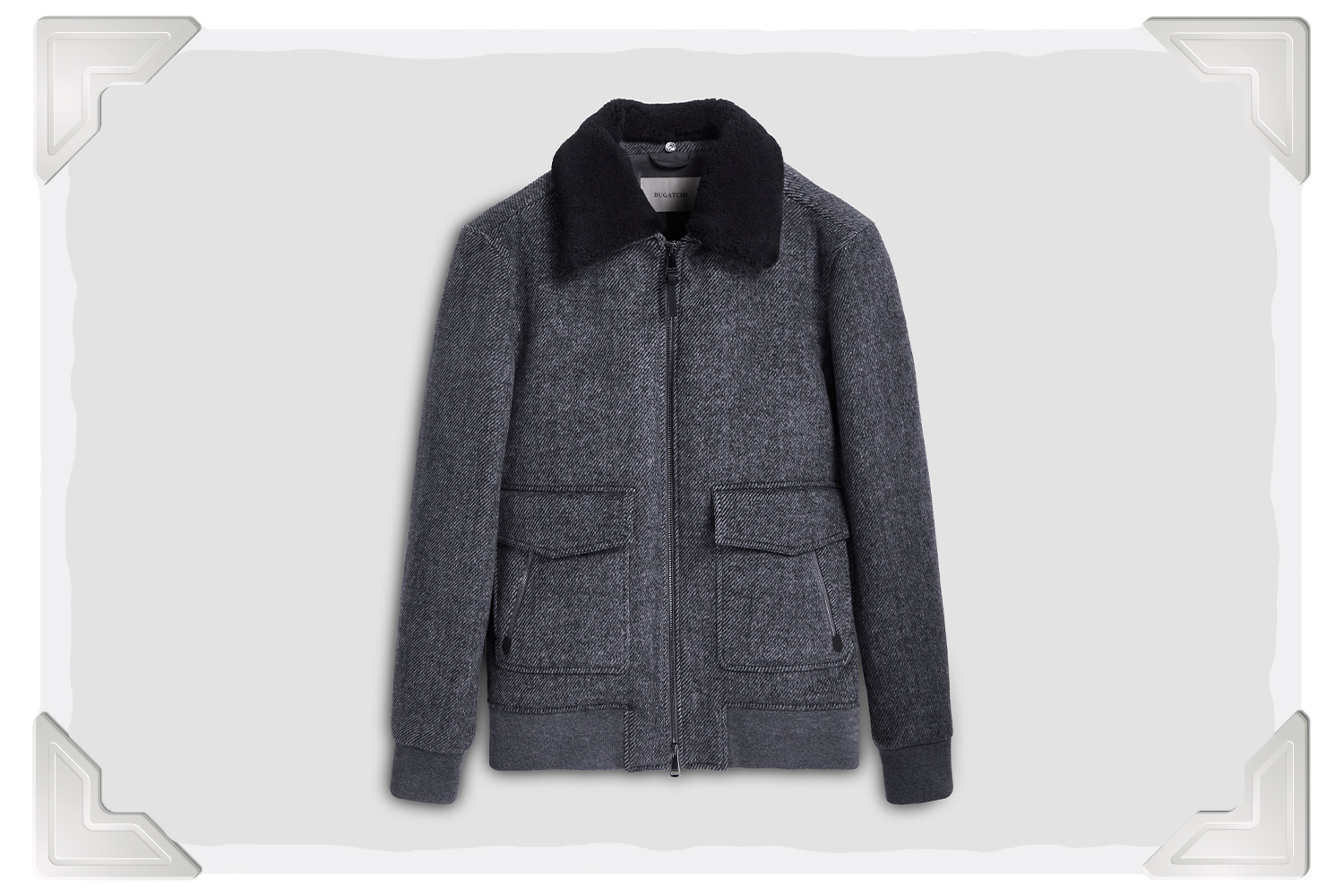 BUGATCHI Marled Wool Bomber Jacket 