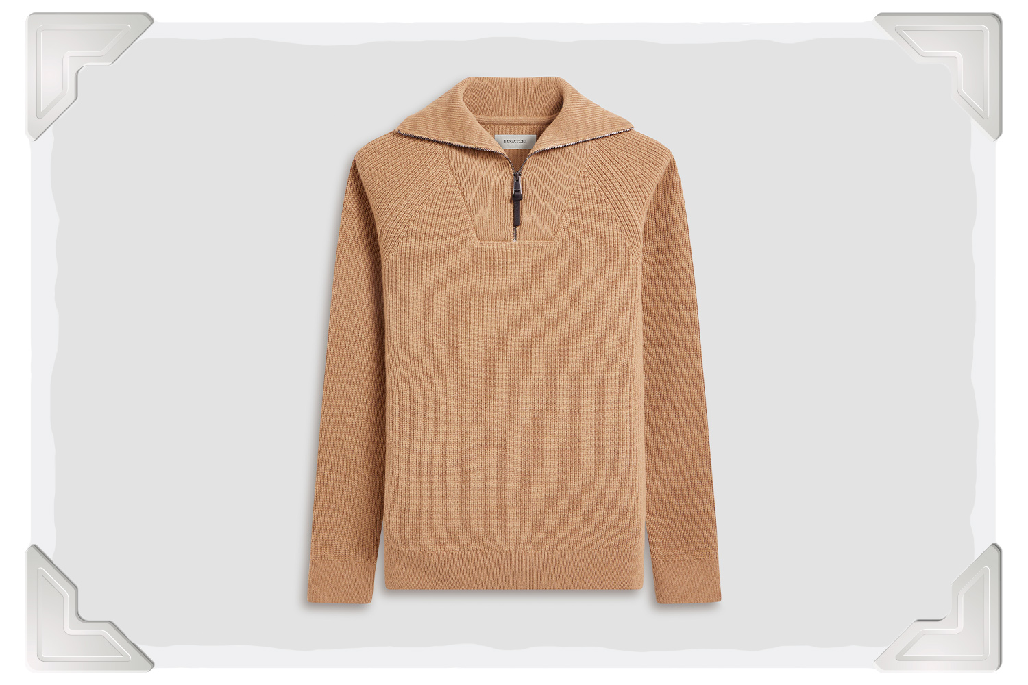 BUGATCHI Fisherman Rib Stitch Quarter Zip Sweater 