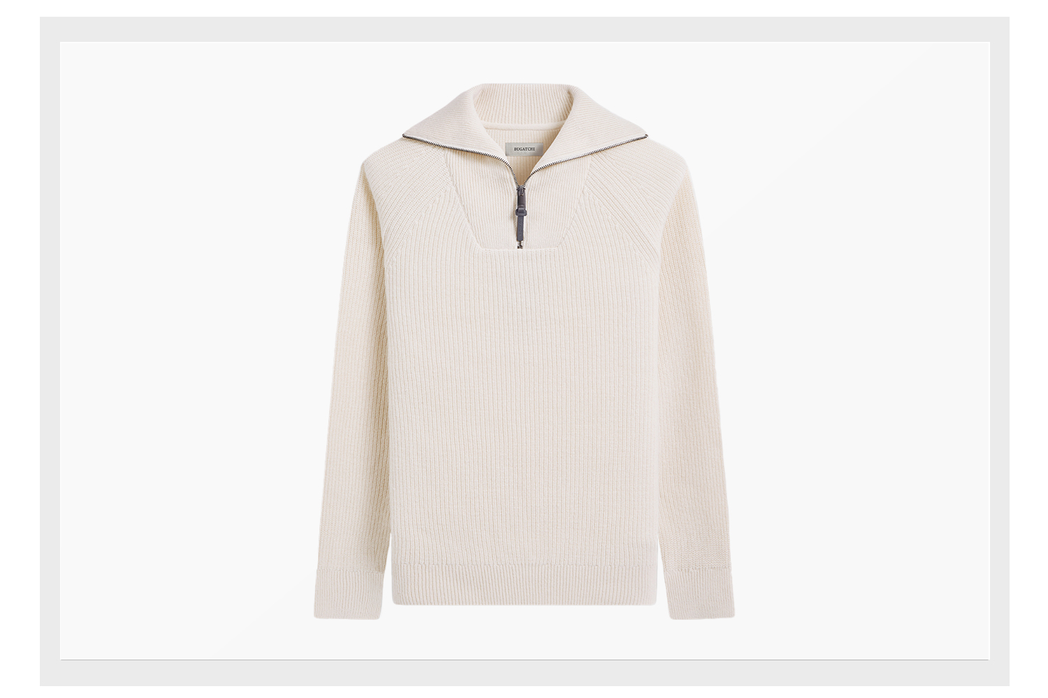 BUGATCHI Fisherman Rib Stitch Quarter Zip Sweater