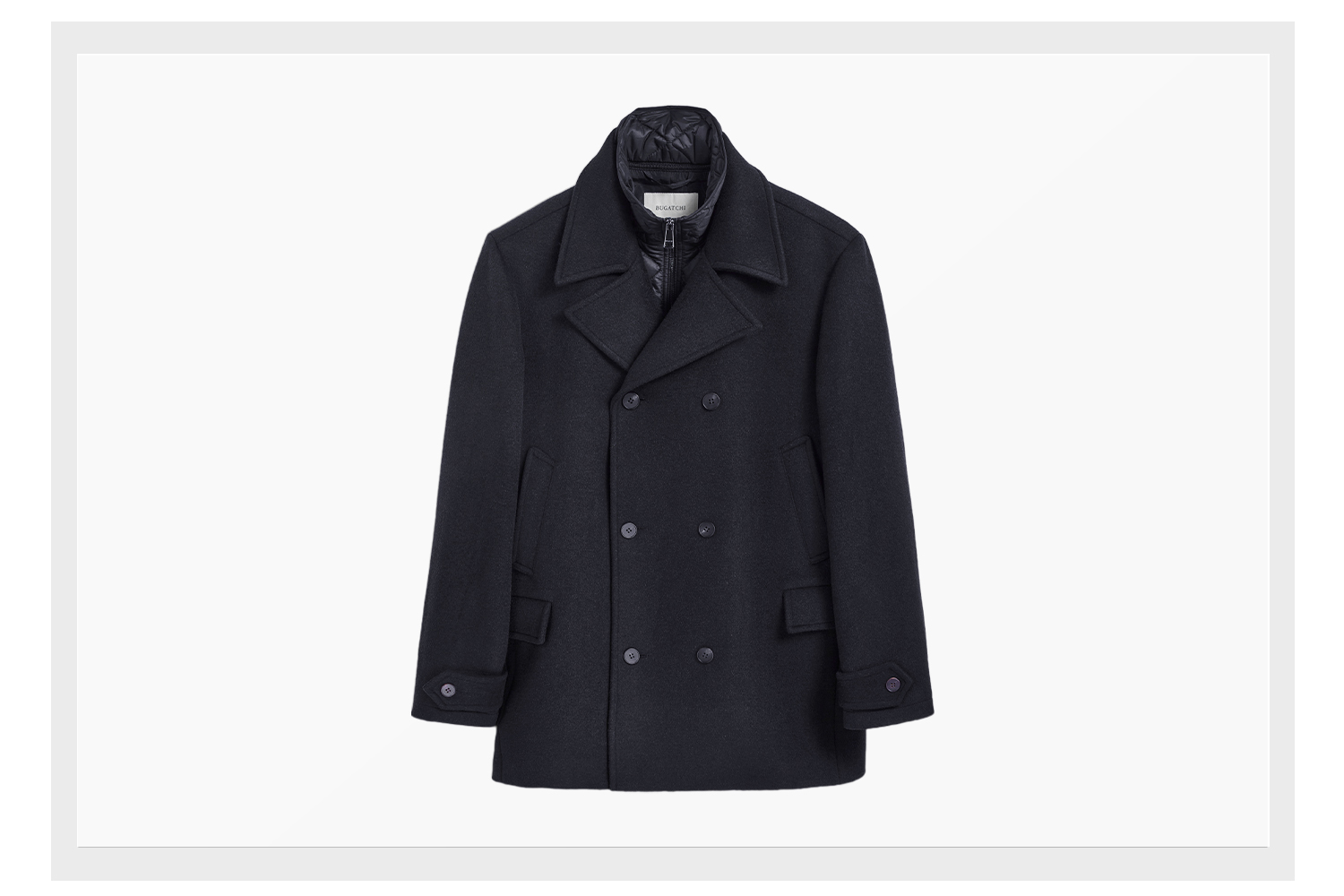 BUGATCHI Wool Peacoat with Detachable Bib