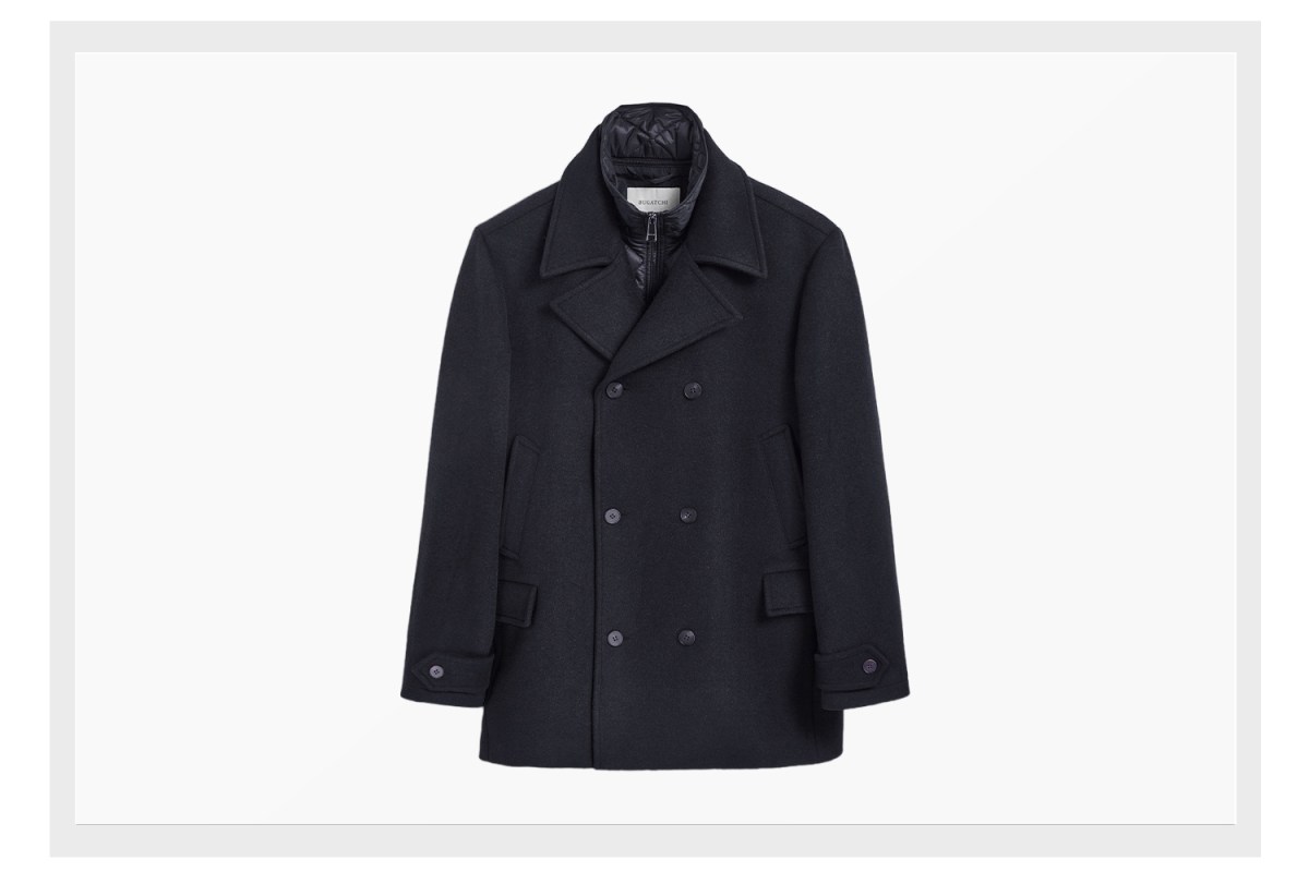 BUGATCHI Wool Peacoat with Detachable Bib
