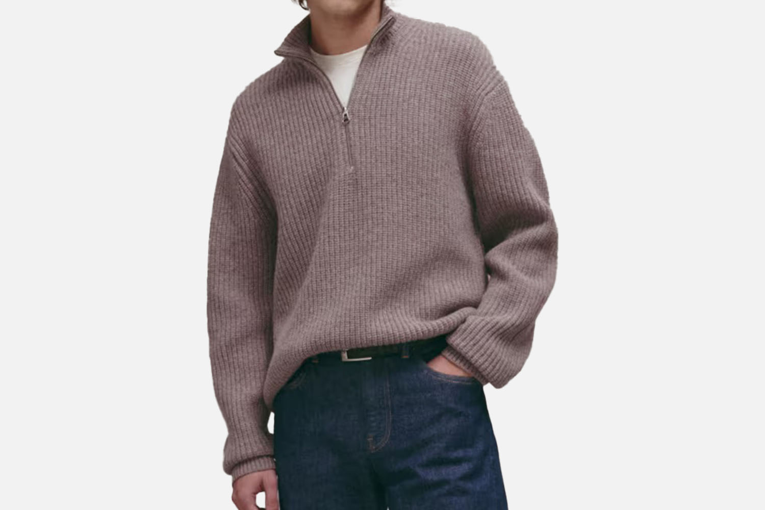 Everlane The Felted Merino Half-Zip Sweater