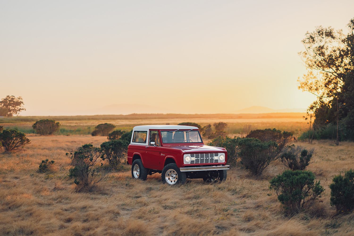 The EV Bronco from Kindred Motorworks, seen here in the Rioja Red color