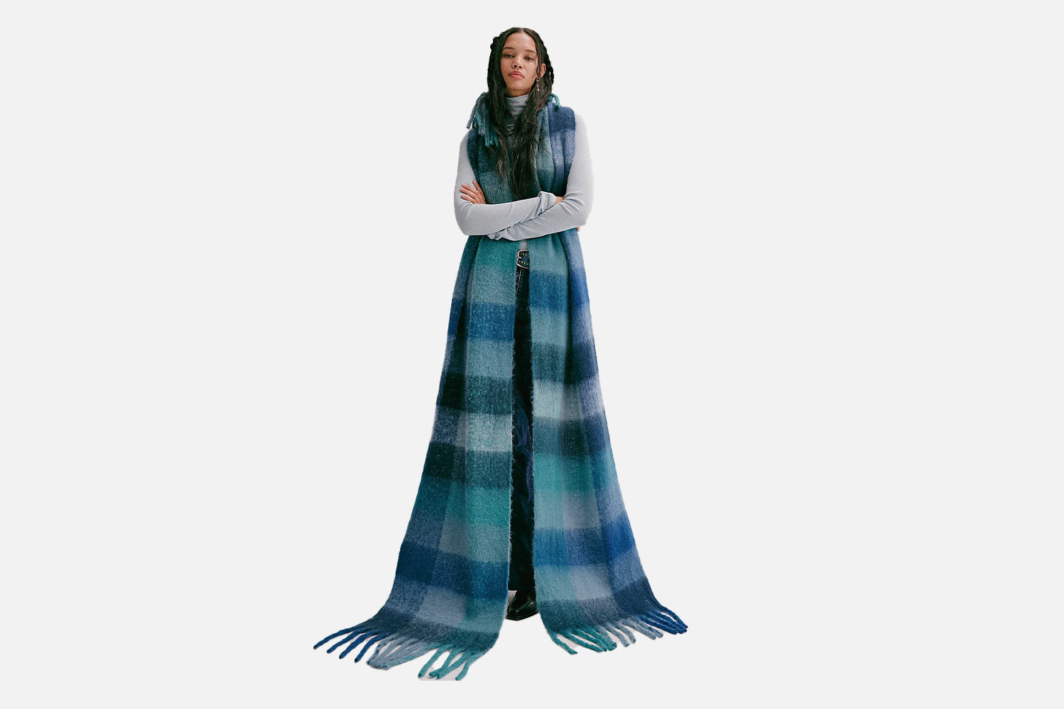 Free People Coming Home Plaid Scarf