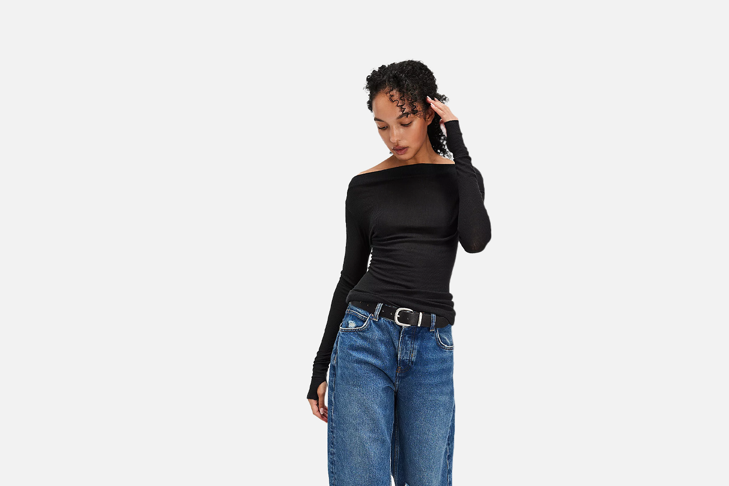 Free People Big Love Rib Off The Shoulder Long Sleeve