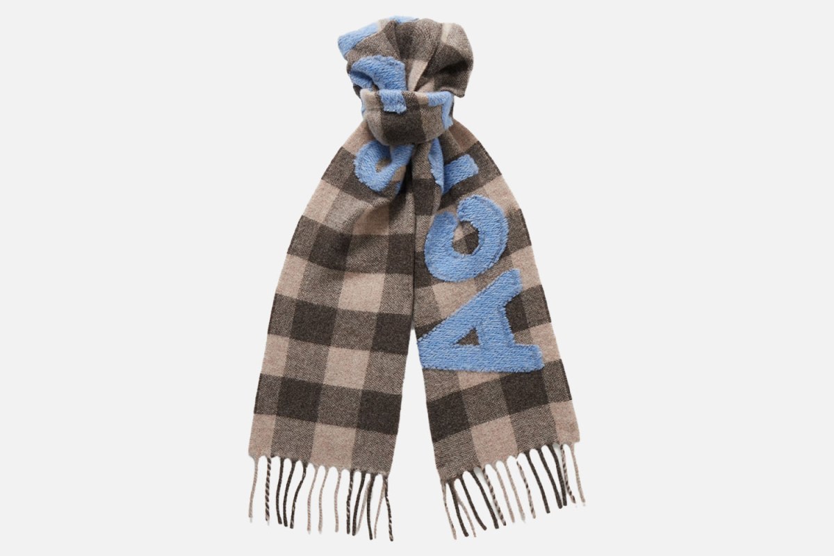 Acne Studios Veda Fringed Checked Wool-Blend Scarf