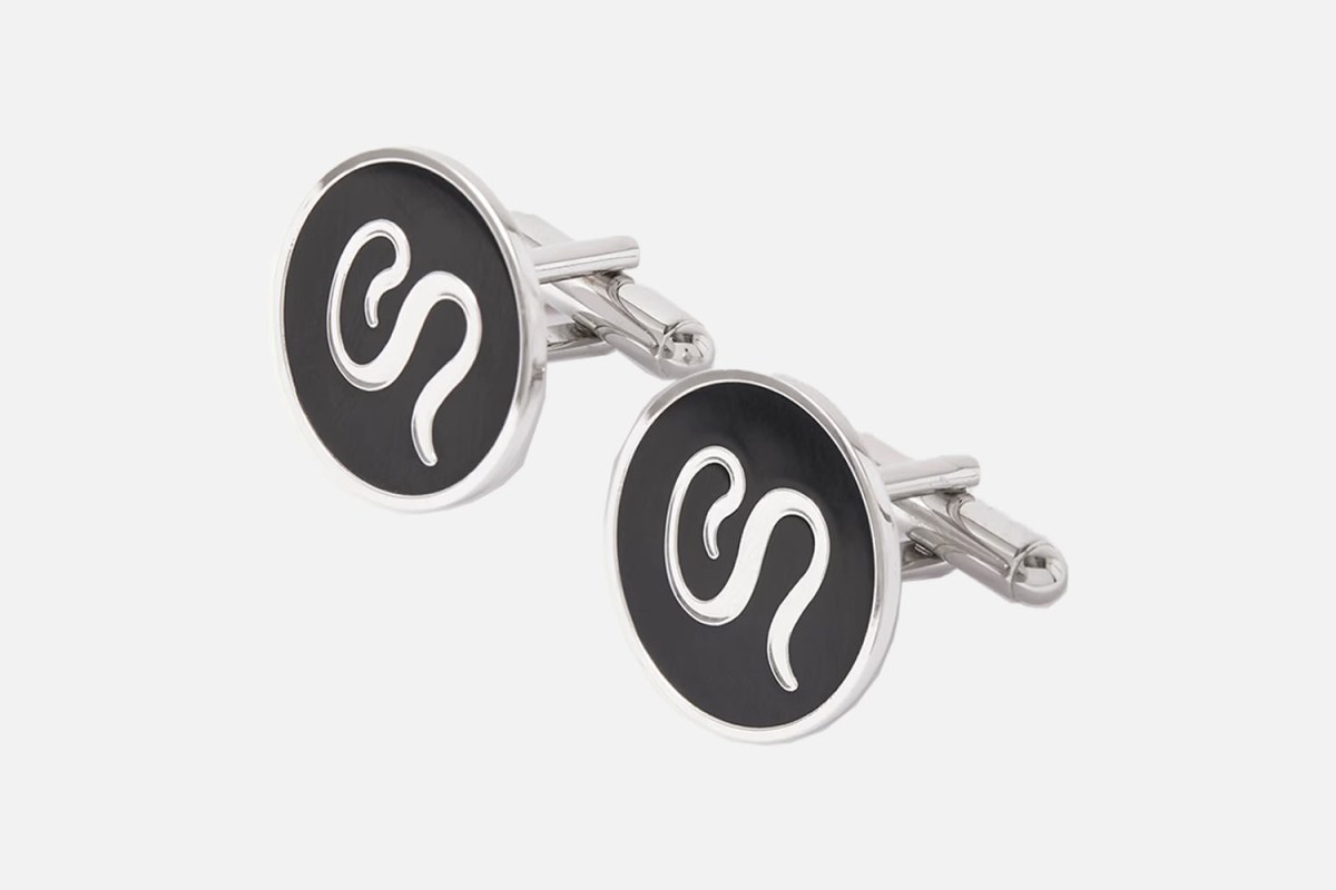 Sulka Nickel-Plated and Enamel Cufflinks