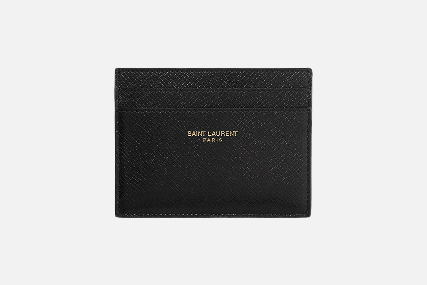 Saint Laurent Logo-Print Upcycled Cross-Grain Leather Cardholder