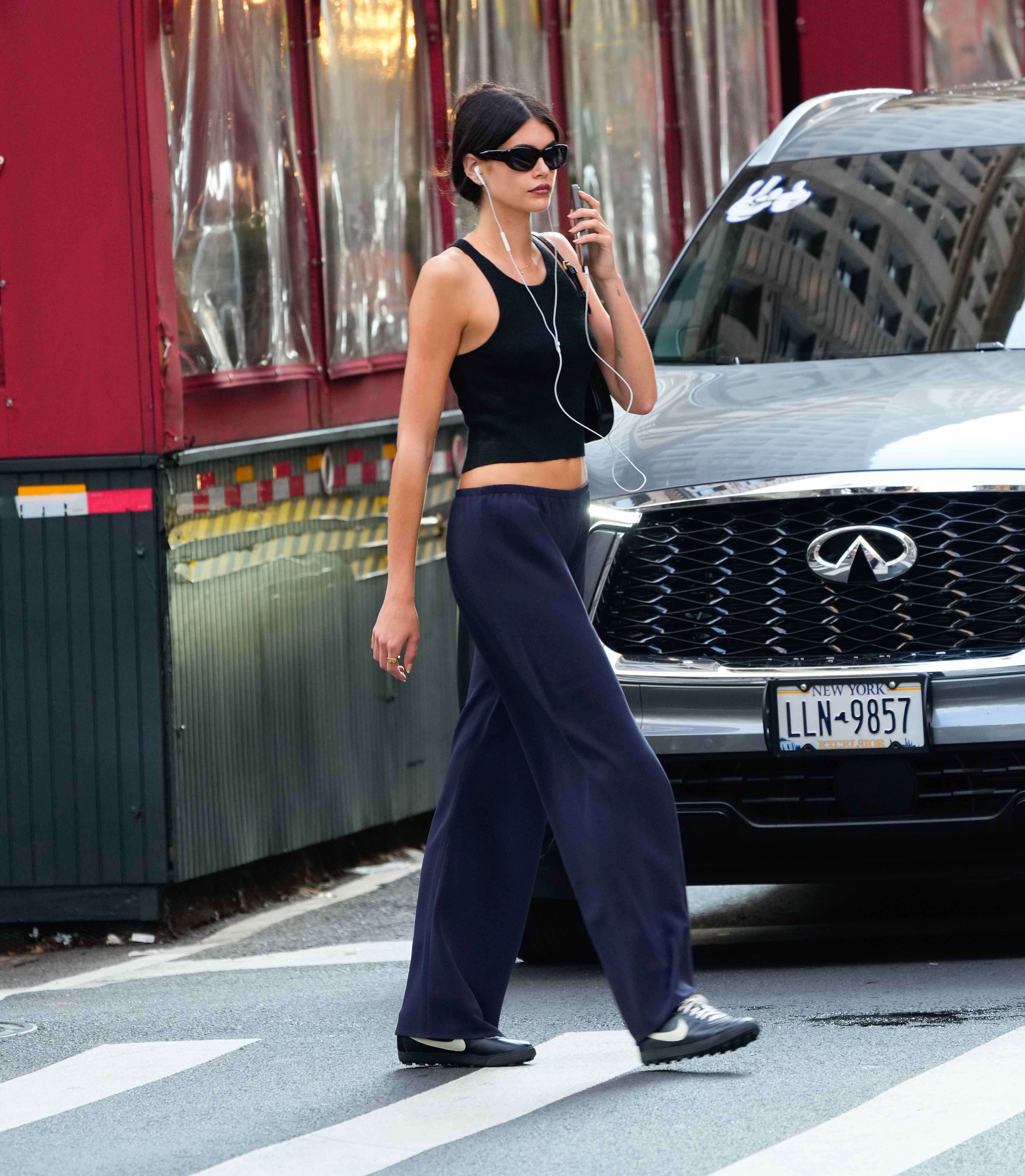 NEW YORK, NEW YORK - JULY 15: Kaia Gerber is seen  on July 15, 2024 in New York City.   (Photo by Gotham/GC Images)