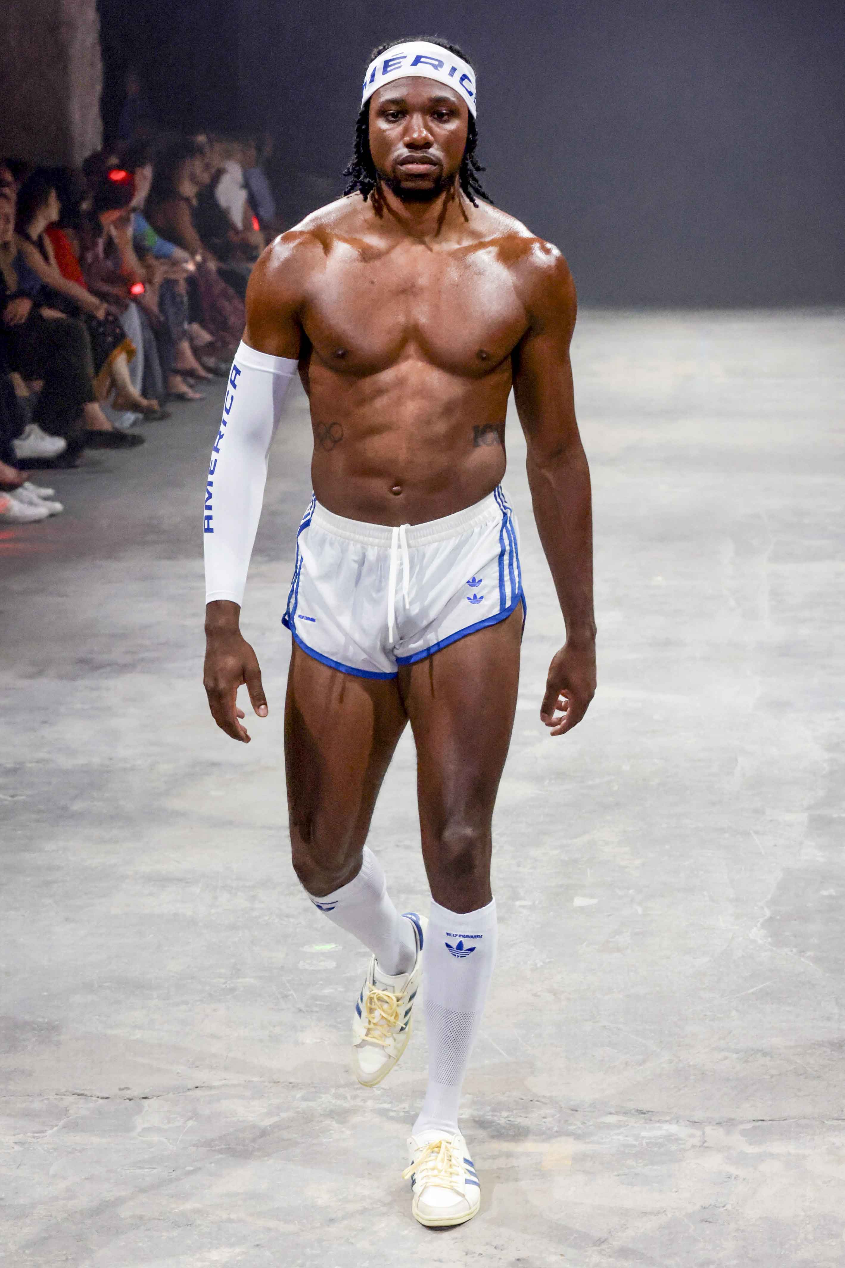 NEW YORK, USA - SEPTEMBER 06: Olympian Noah Lyles walks the runway during the Willy Chavaria Ready to Wear Spring/Summer 2025 fashion show as part of the New York Fashion Week on September 6, 2024 in NY. (Photo by Victor VIRGILE/Gamma-Rapho via Getty Images)