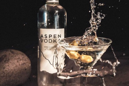 A martini splashed with Aspen Vodka
