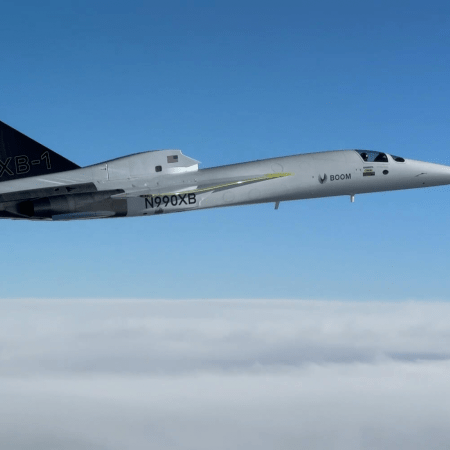 Boom's XB-1 demonstrator aircraft, which broke the sound barrier for the first time on Tuesday January 28, 2025