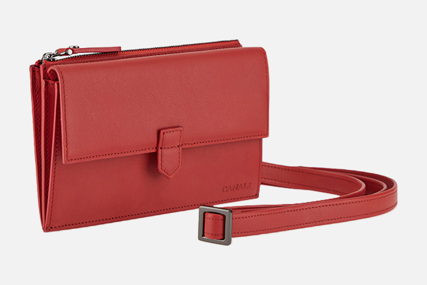 Canali Red Calfskin Travel Wallet
