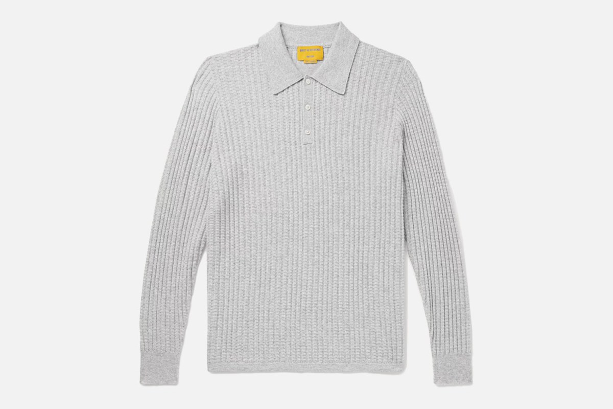 Guest In Residence Theo Waffle-Knit Cashmere Polo Shirt