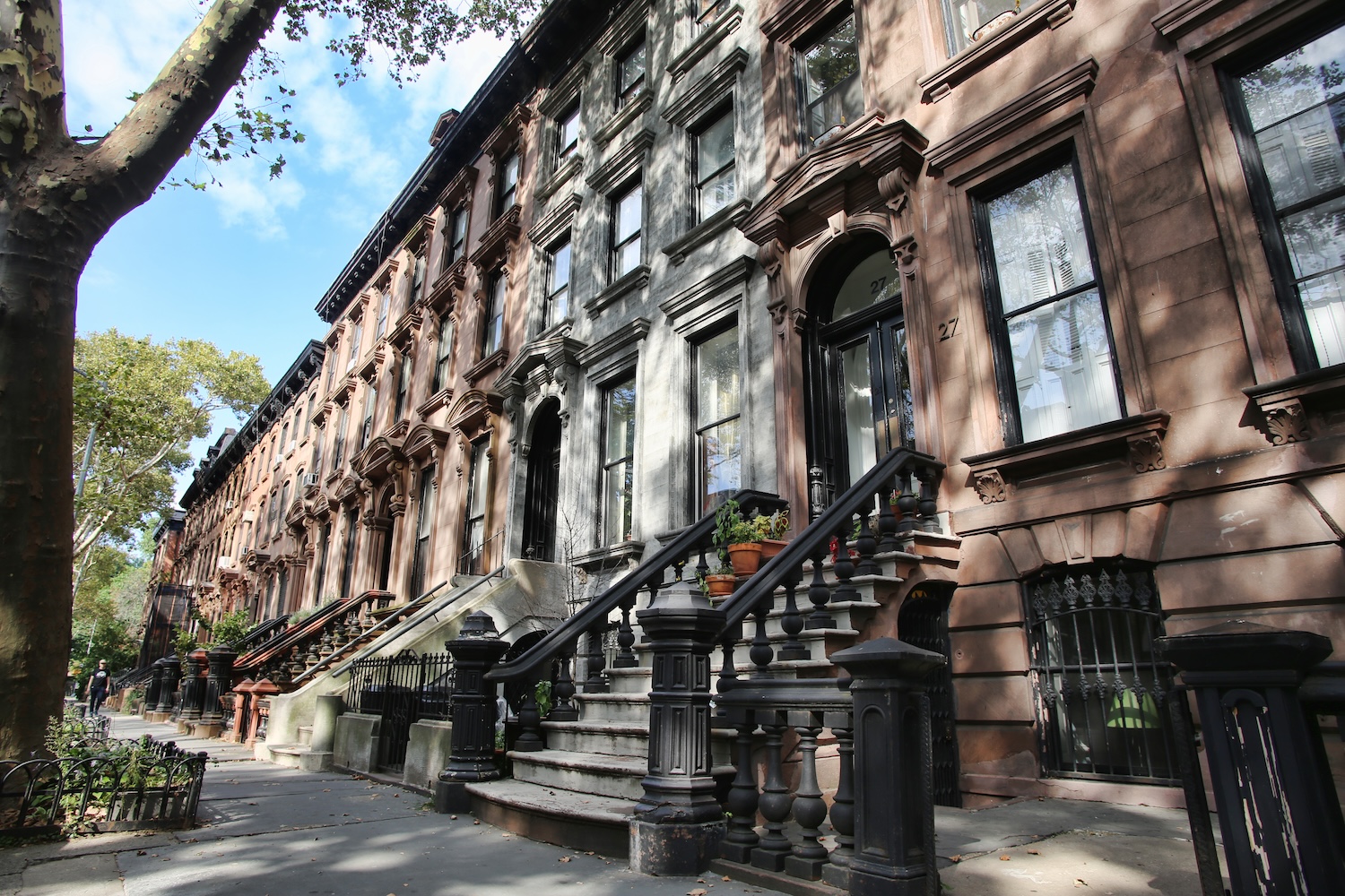 Row of brownstones in New York City