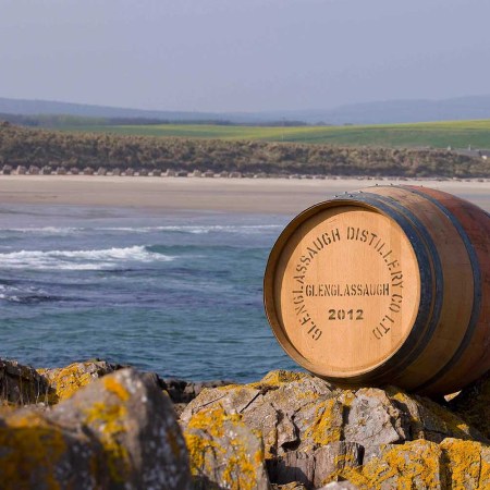 A barrel near the Glenglassaugh Distillery in Scotland