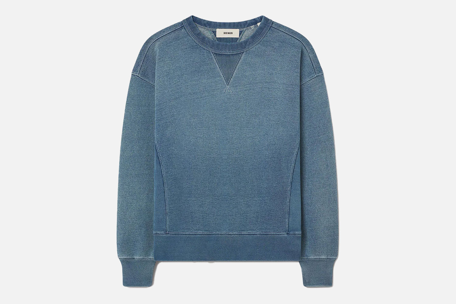 Buck Mason Indigo-Dipped Loopback Double V Crew Sweatshirt