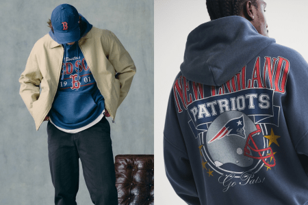 Two models wearing sports gear from '47 Brand and Abercrombie