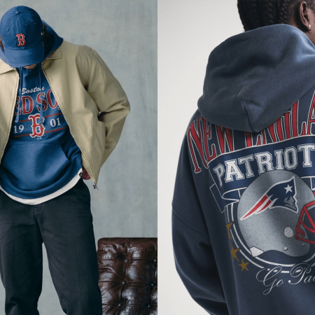 Two models wearing sports gear from '47 Brand and Abercrombie