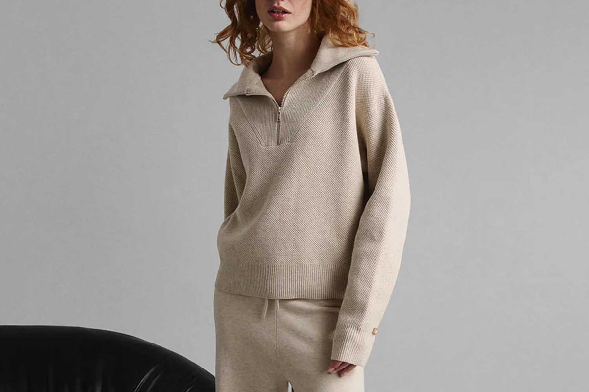 Lunya Cozy Cotton Silk Collared Half Zip