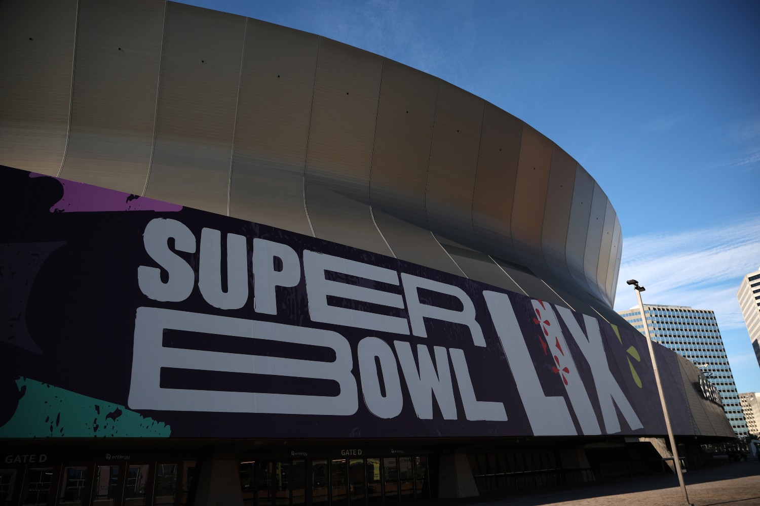 Super Bowl signage at the Superdome