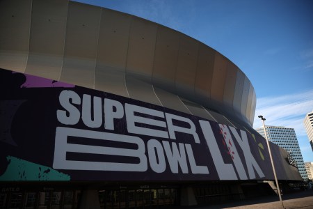 Super Bowl signage at the Superdome