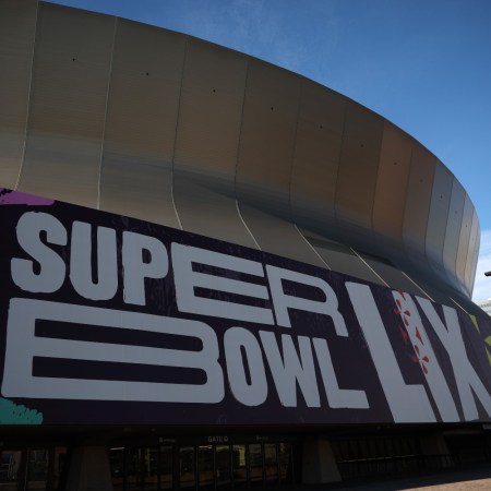Super Bowl signage at the Superdome