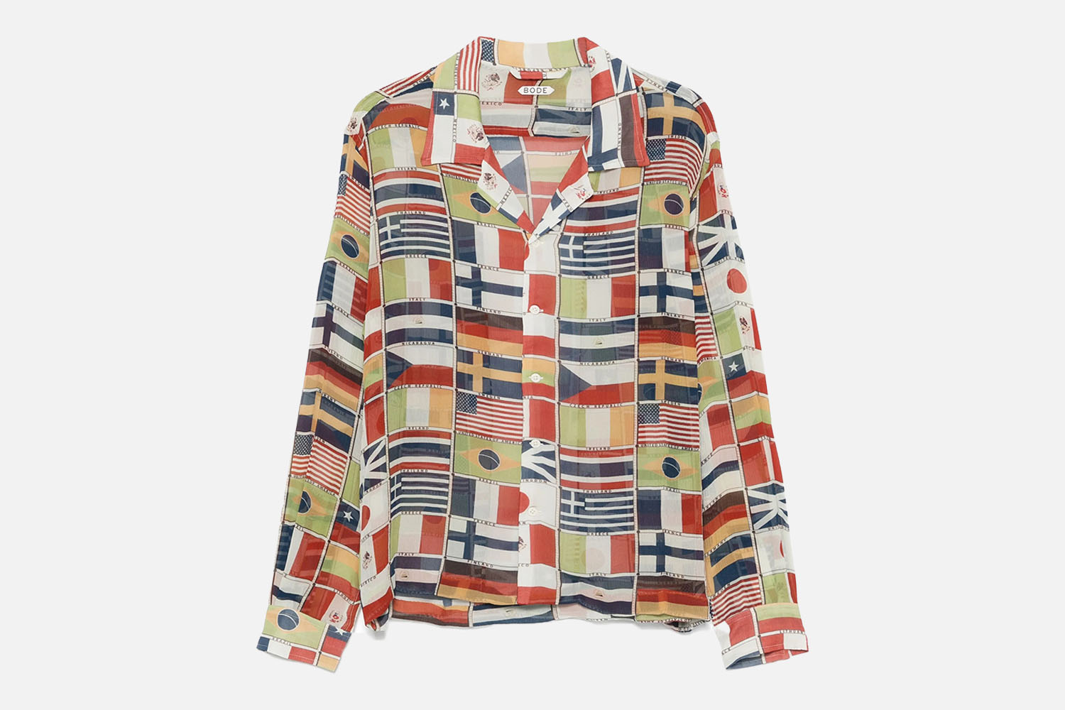 Bode International Camp-Collar Printed Long-Sleeve Shirt