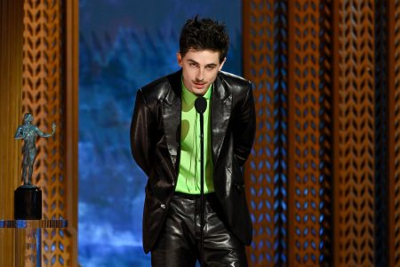 Timothee Chalamet giving