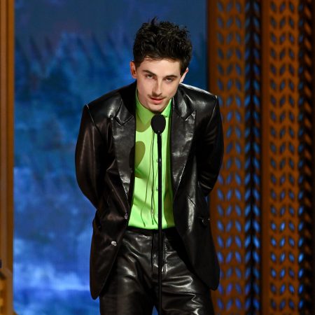 Timothee Chalamet giving