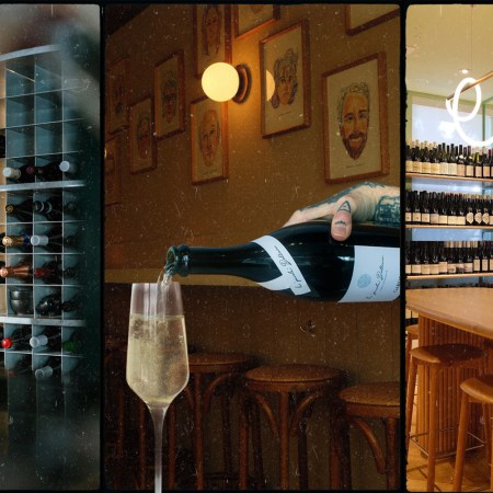 three photos of wine bars lined up side by side