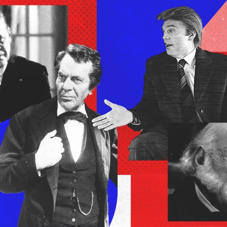 Anthony Hopkins as Richard Nixon, Raymond Massey as Abe Lincoln, Sebastian Stan as Donald Trump and Hopkins as John Quincy Adams, all Oscar-nominated performances of U.S. presidents