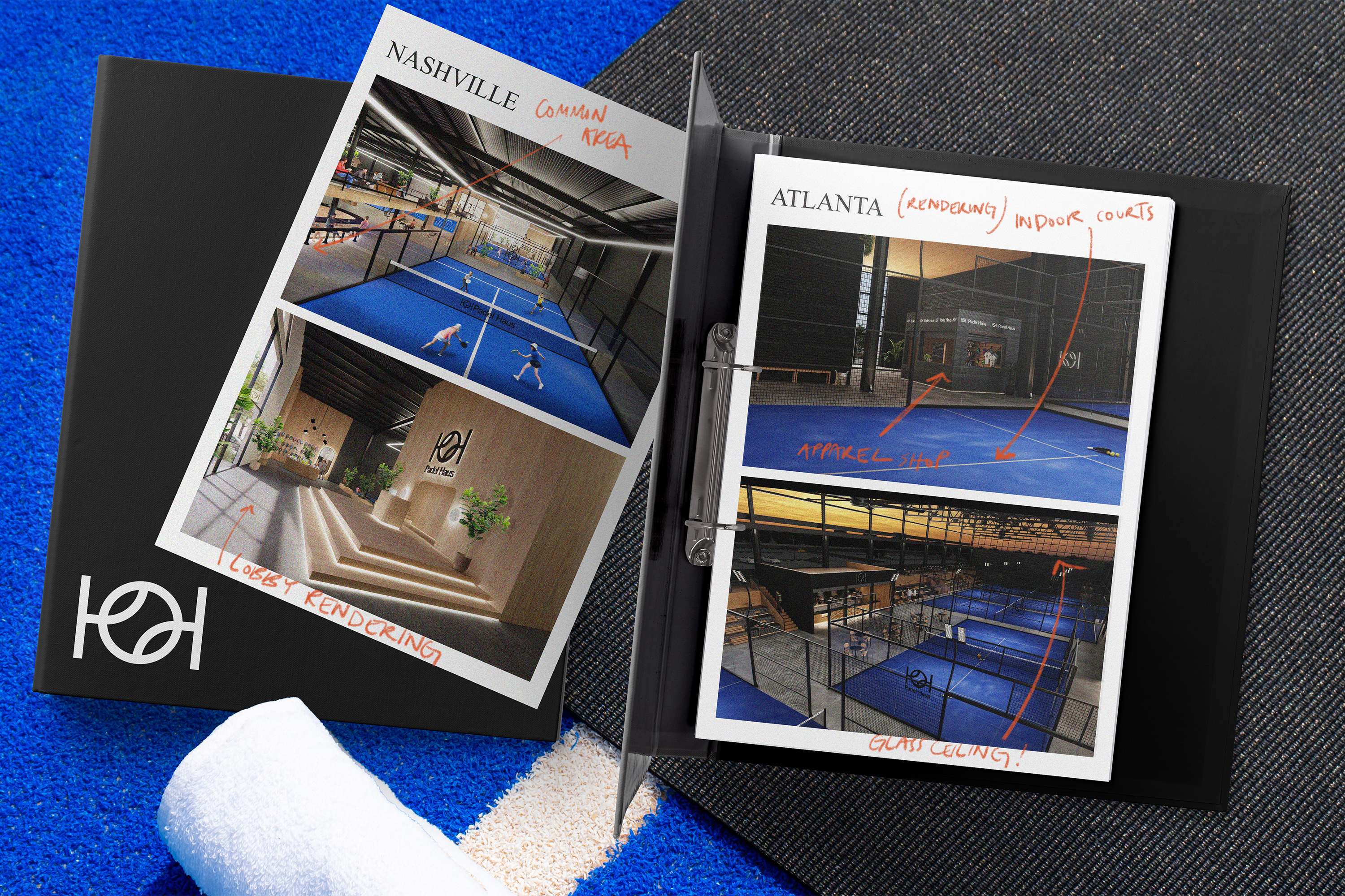 A collage featuring photos of future Padel Haus concepts.