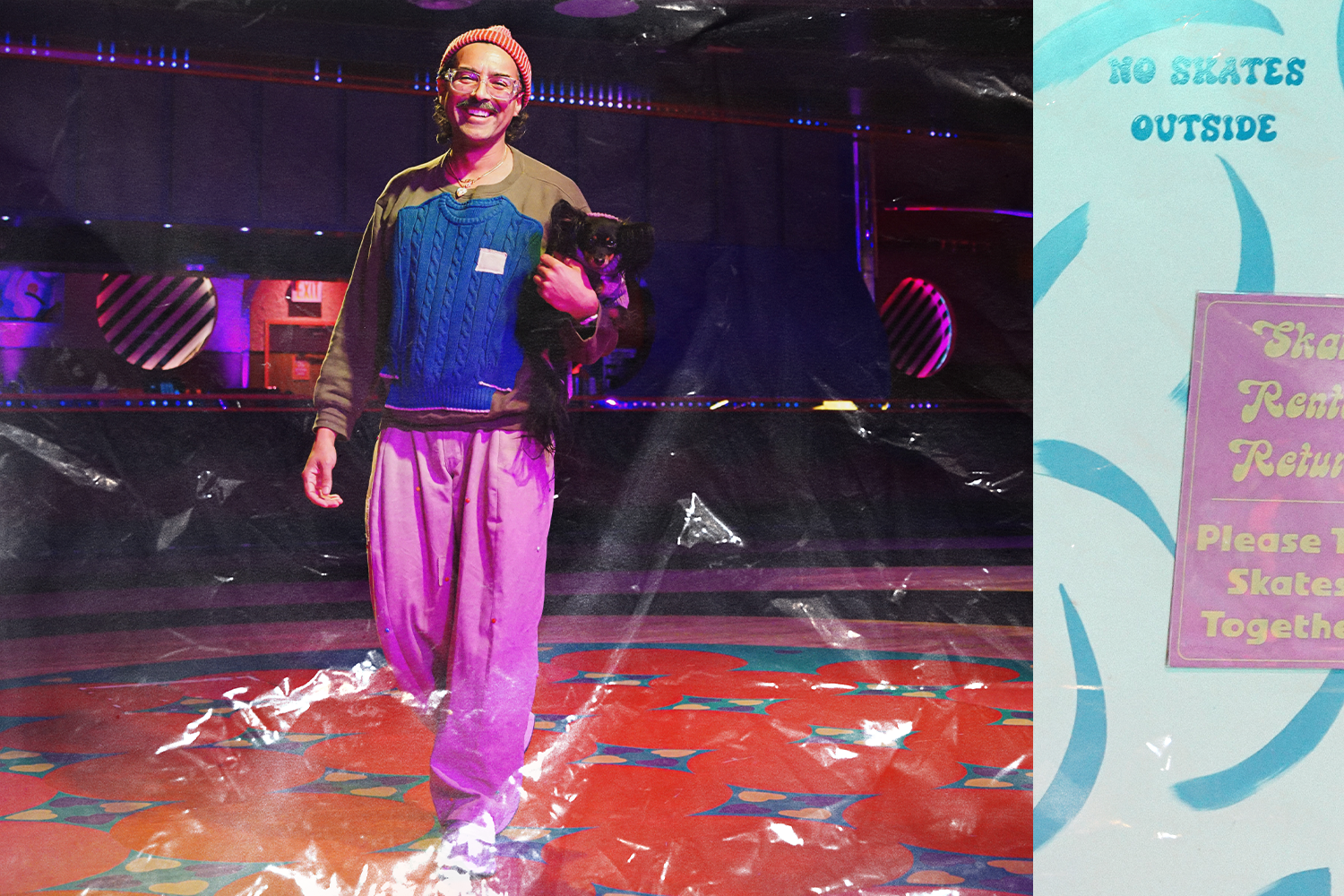 Varun Kataria on the roller rink at Xanadu in Brooklyn, New York