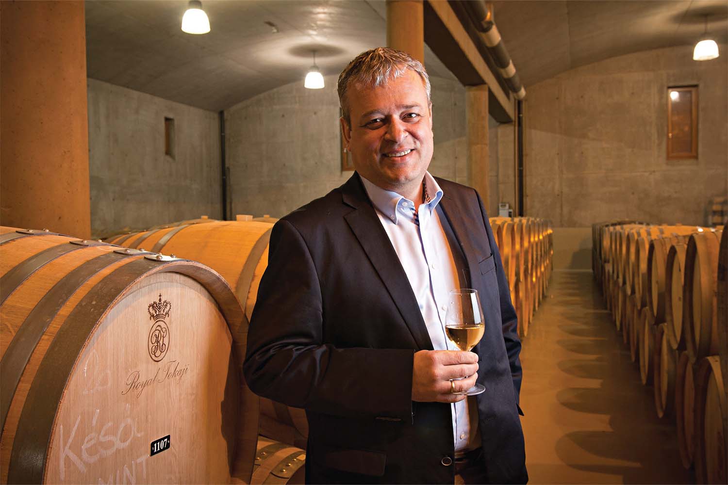winery director Zoltán Kovács in a wine cellar