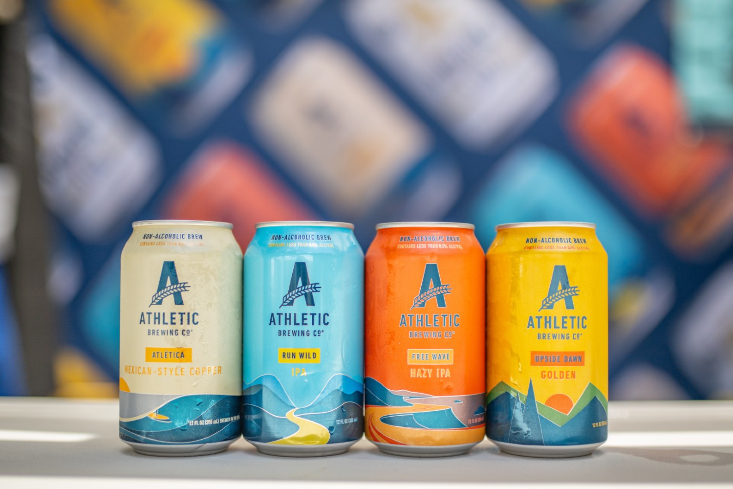 Cans of Athletic Brewing's nonalcoholic beer