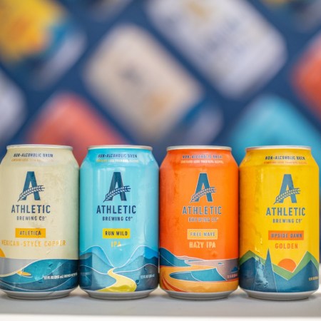 Cans of Athletic Brewing's nonalcoholic beer