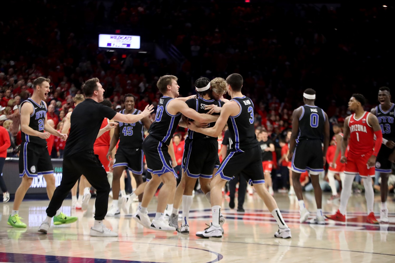BYU players celebrating