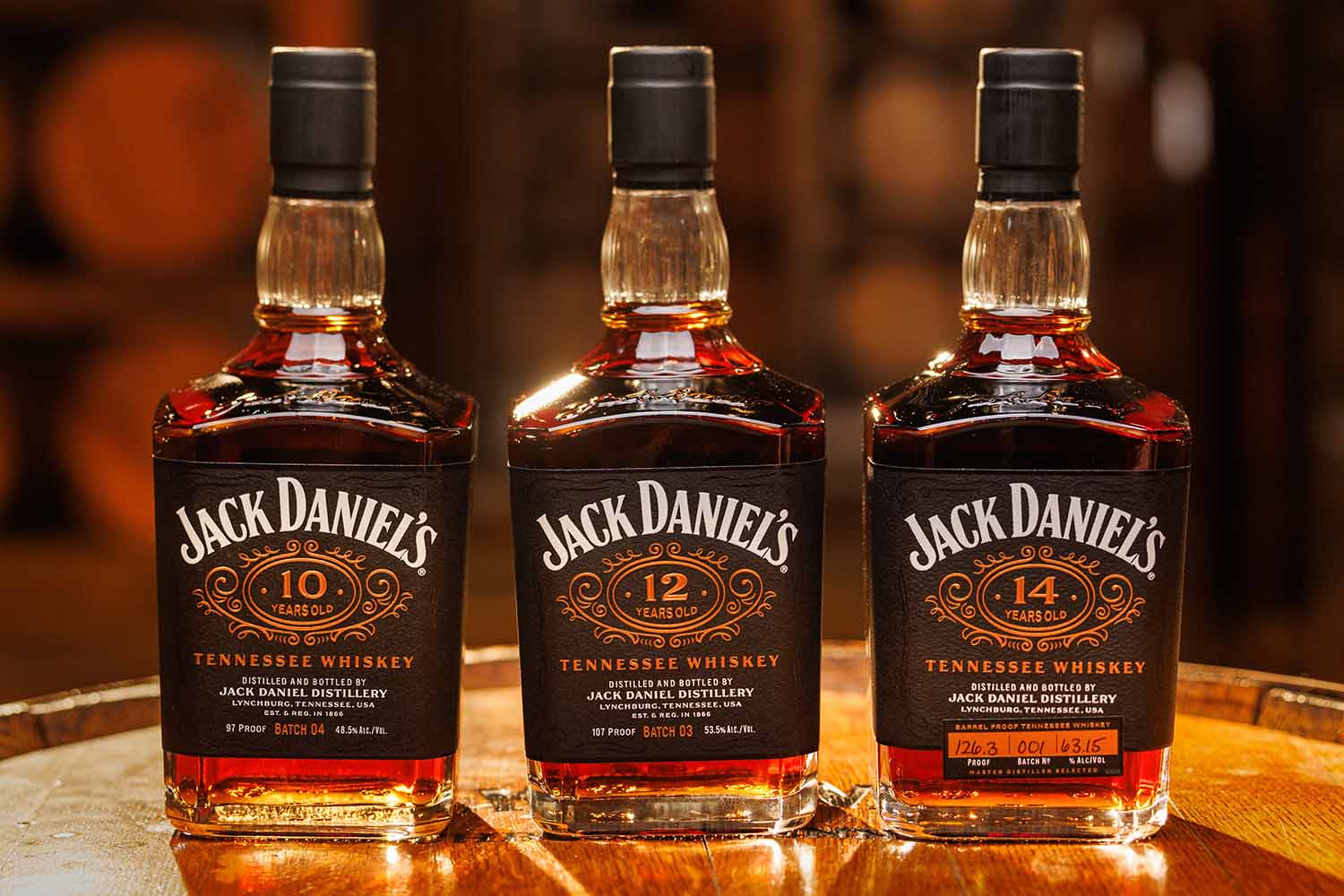 Jack Daniel’s 10-, 12-, and 14-Year-Old Tennessee Whiskeys