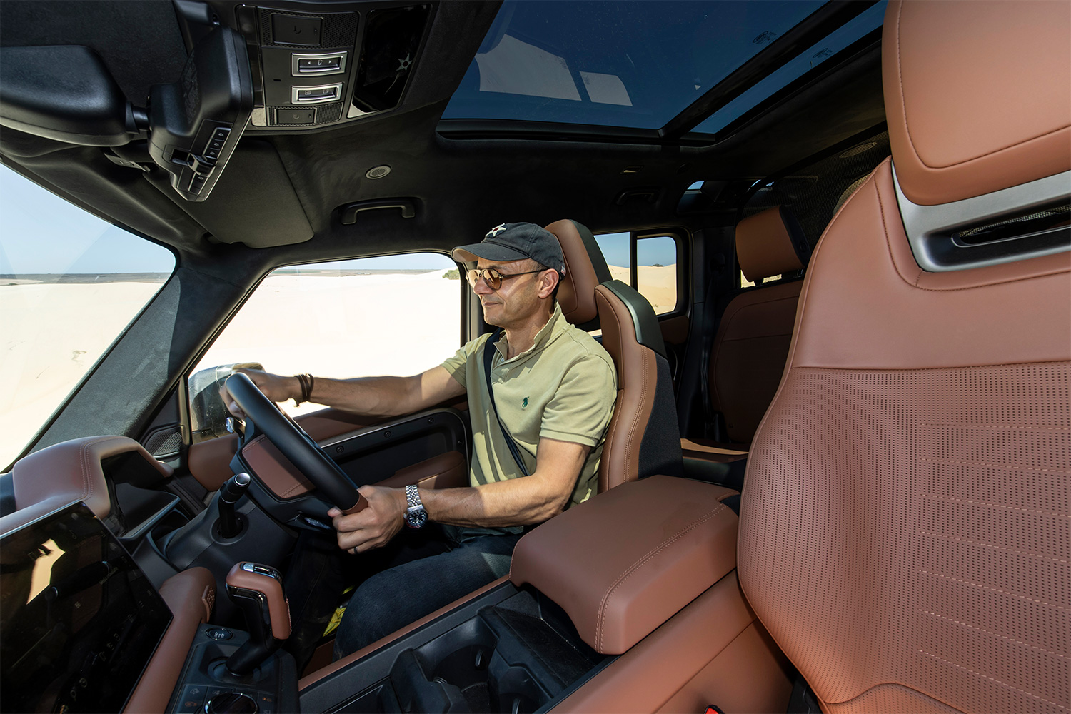 Automotive journalist Basem Wasef test driving the new Defender OCTA