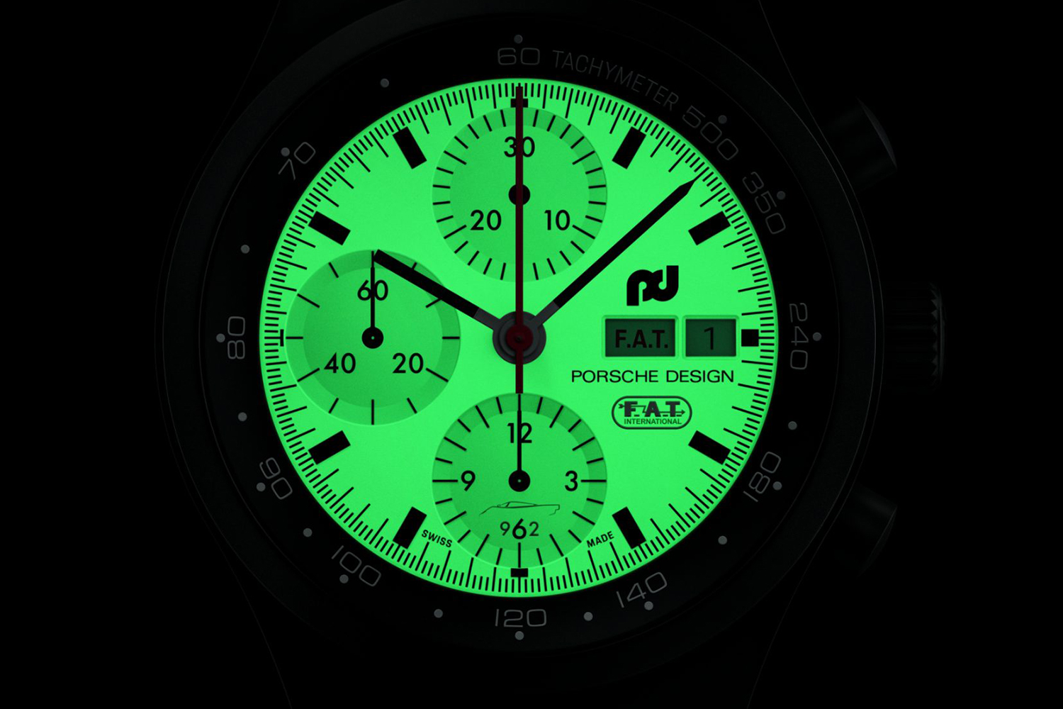 Porsche Design Chronograph 1 F.A.T. 2025 Edition watch lume details