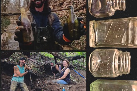 Matthew Franklin and friends, collecting old bottles