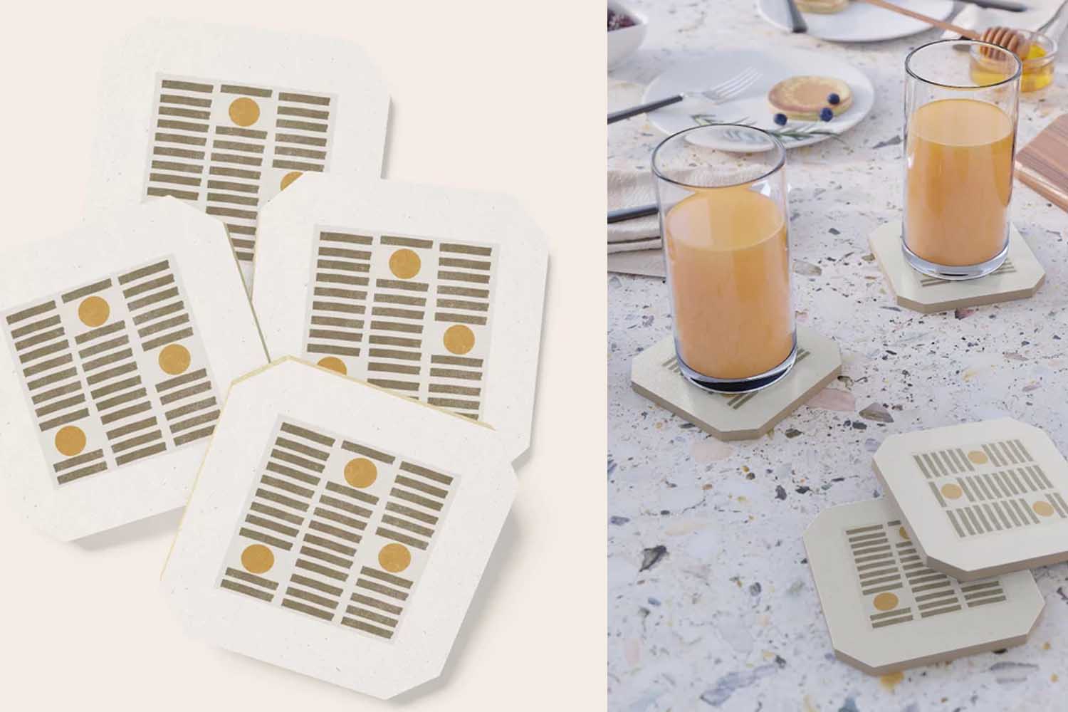 The Miuus Studio Modern Craft Design Retro Stripes and Circles Coaster